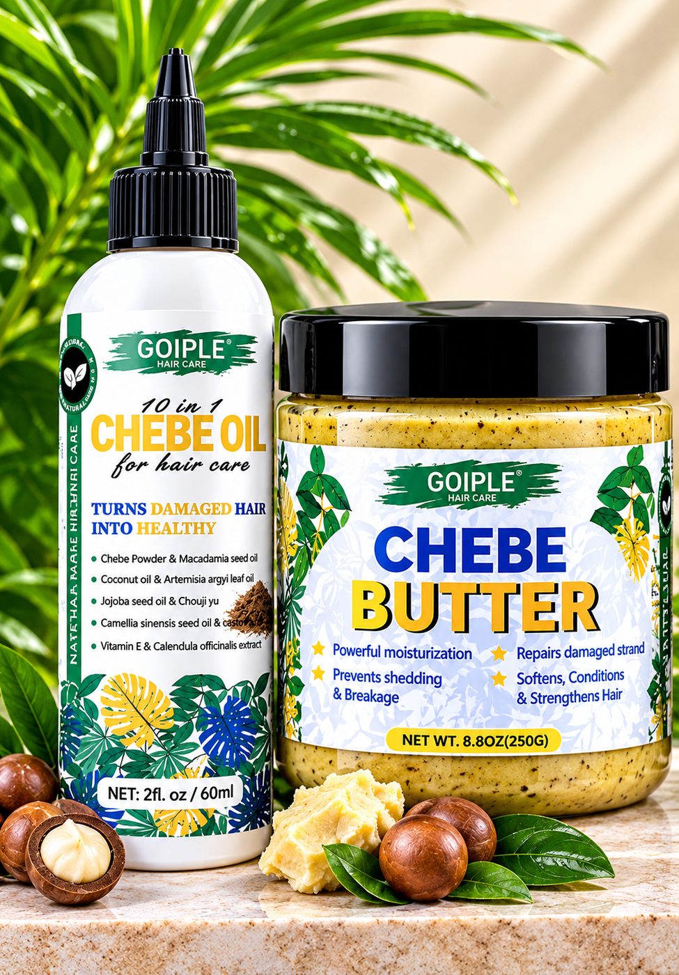 Goiple Chebe Butter and Chebe Oil together as a complete hair care system