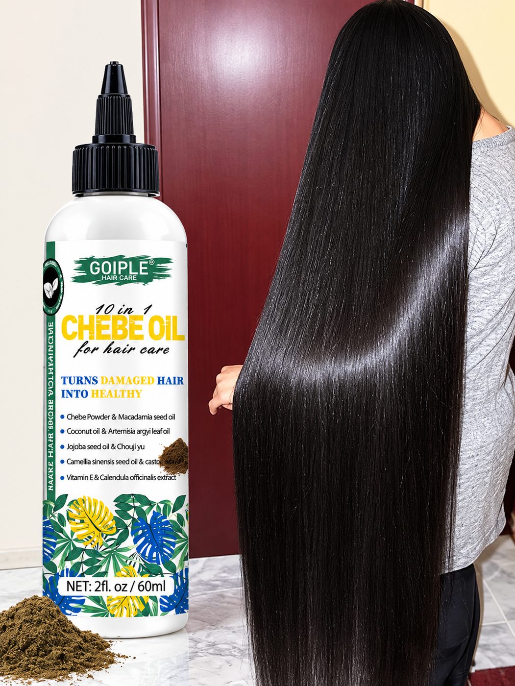 10-in-1 Chebe Oil - turns damaged hair into healthy hair