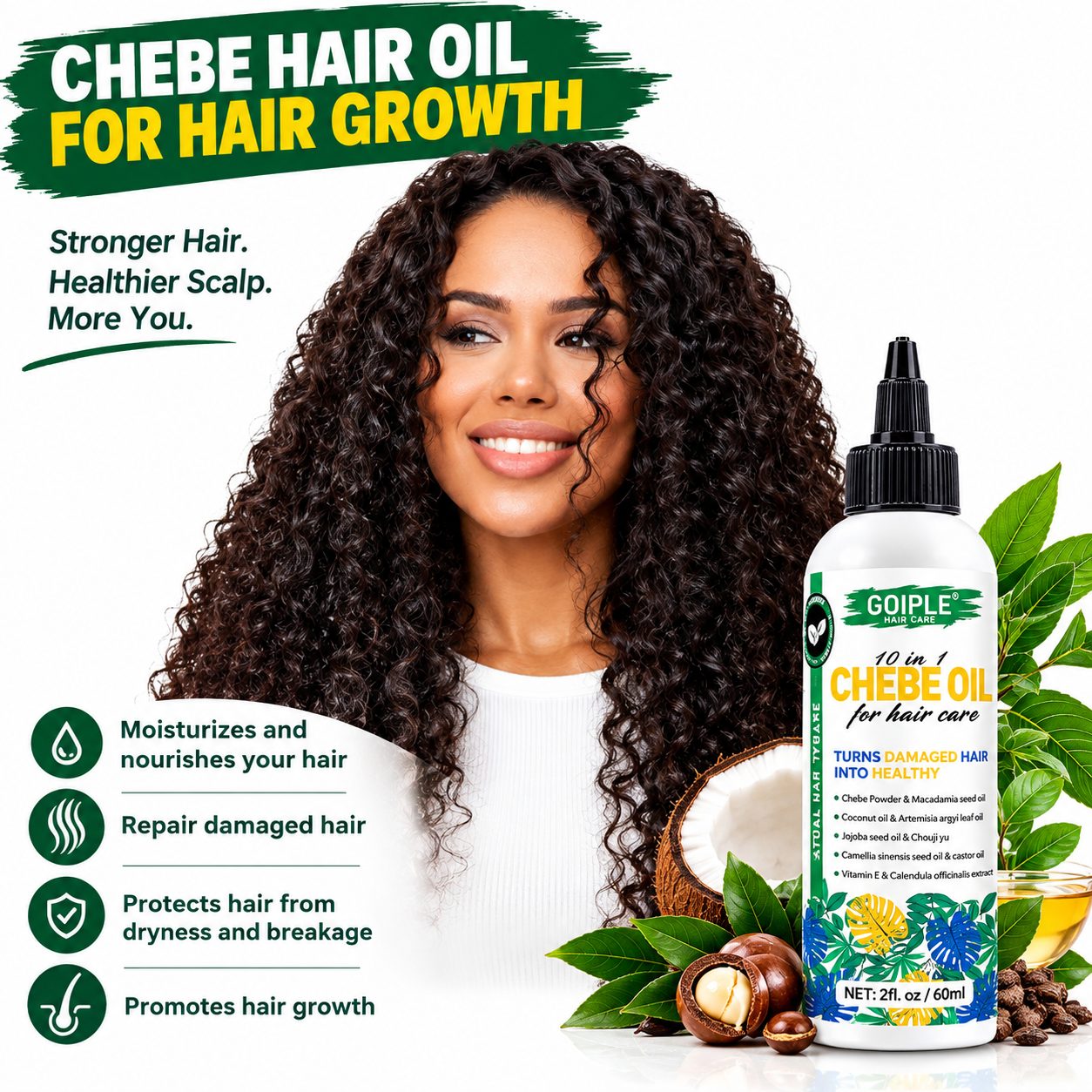 Goiple Chebe Oil for hair growth - stronger hair, healthier scalp