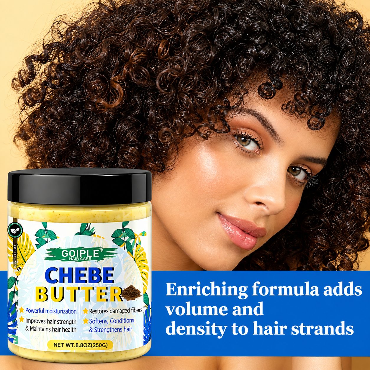Enriching formula adds volume and density to hair strands