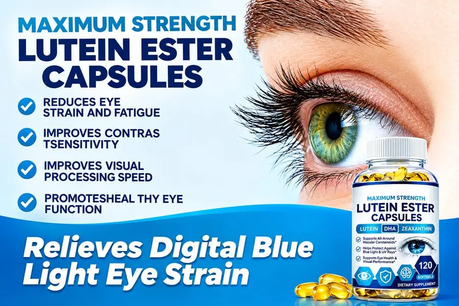 Diagram showing how blue light from digital screens penetrates the retina and macula, and how lutein and zeaxanthin help filter it