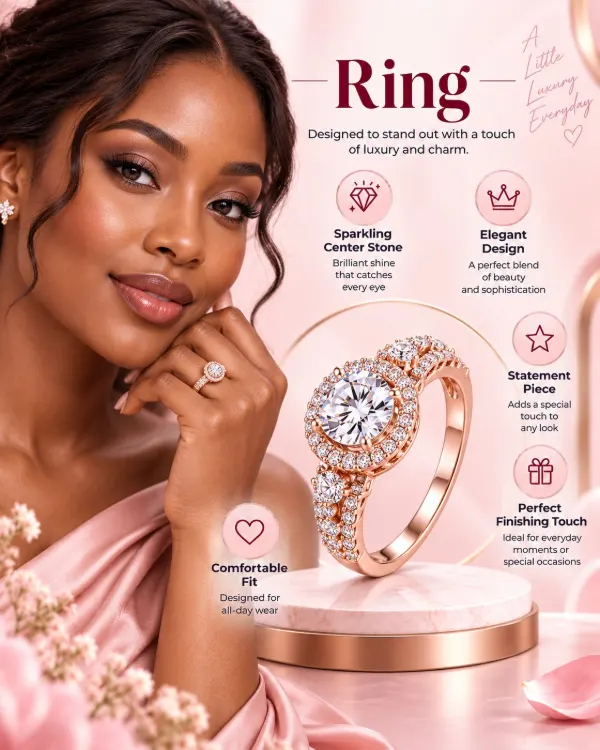 Rose gold crystal ring