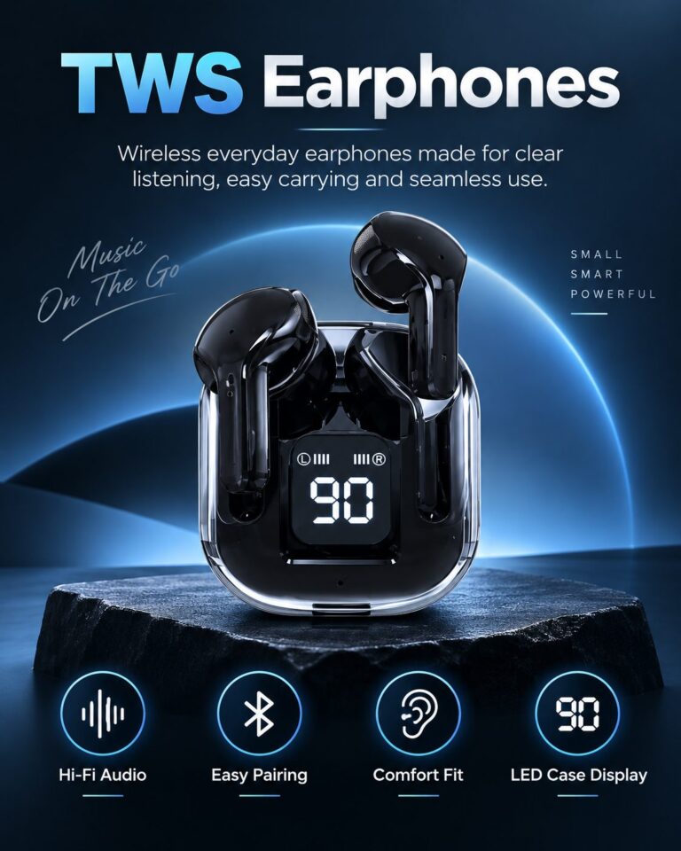 TWS Earphones with Hi-Fi audio, easy pairing and LED case display