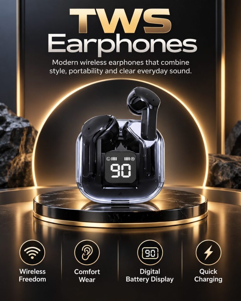 TWS Earphones with LED charging case display